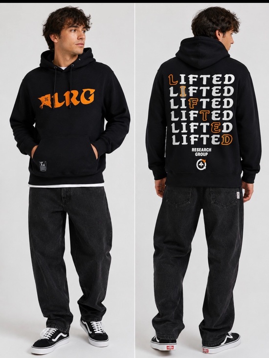 Lrg Other - LRG Lifted Research Group Black Orange Graphic Hoodie NWT Streetwear